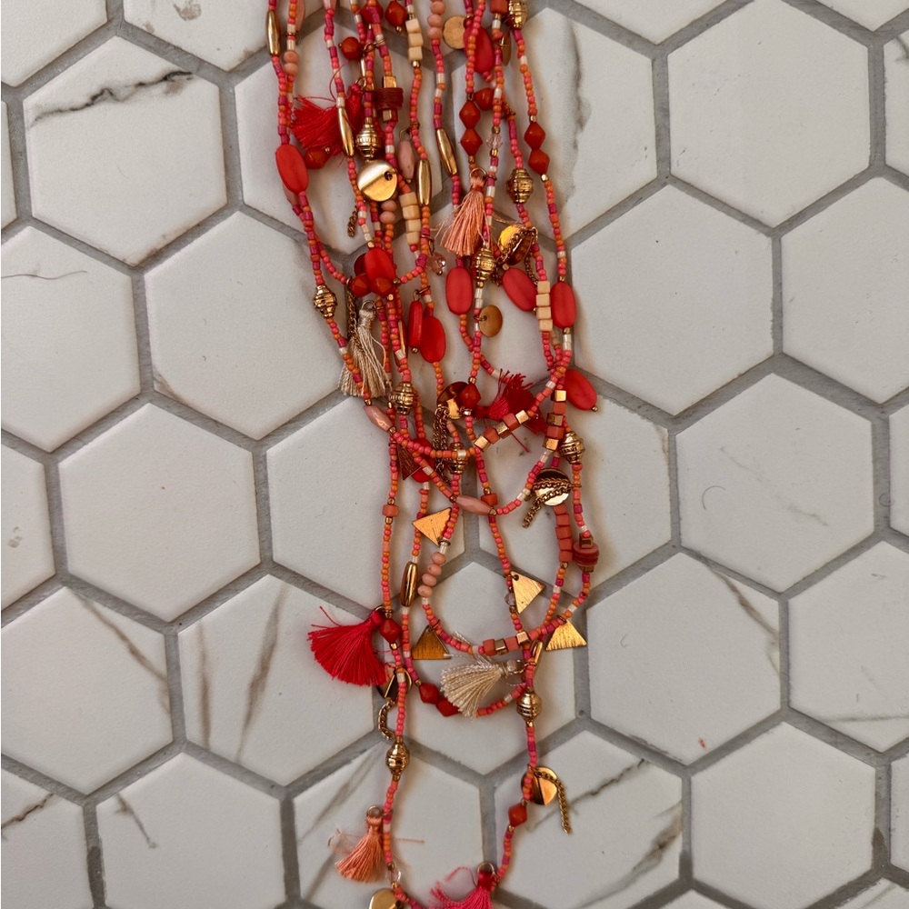 Roberta Roller Rabbit Red and Gold Multi-Strand Necklace - Picture 3 of 4
